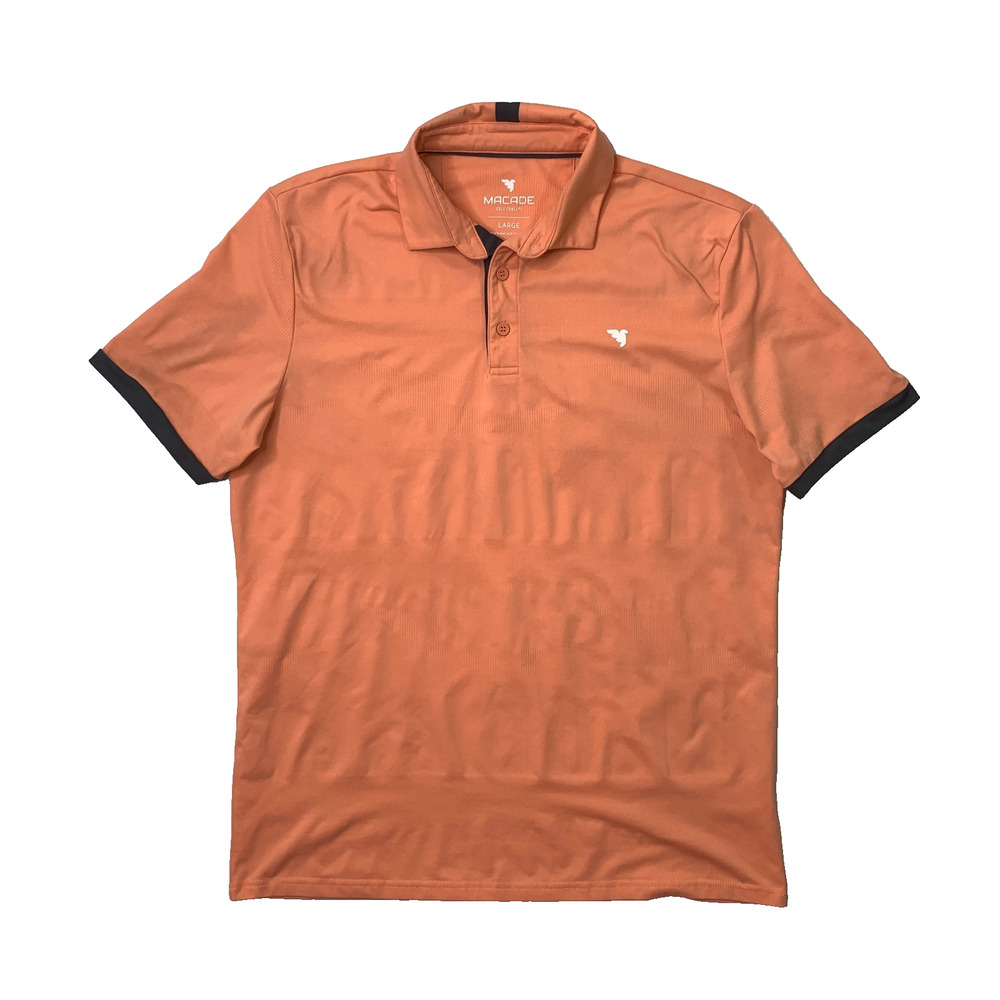 Macade Polo Shirt Men L Large Peach Golf Concept Moisture Wick Performance *READ